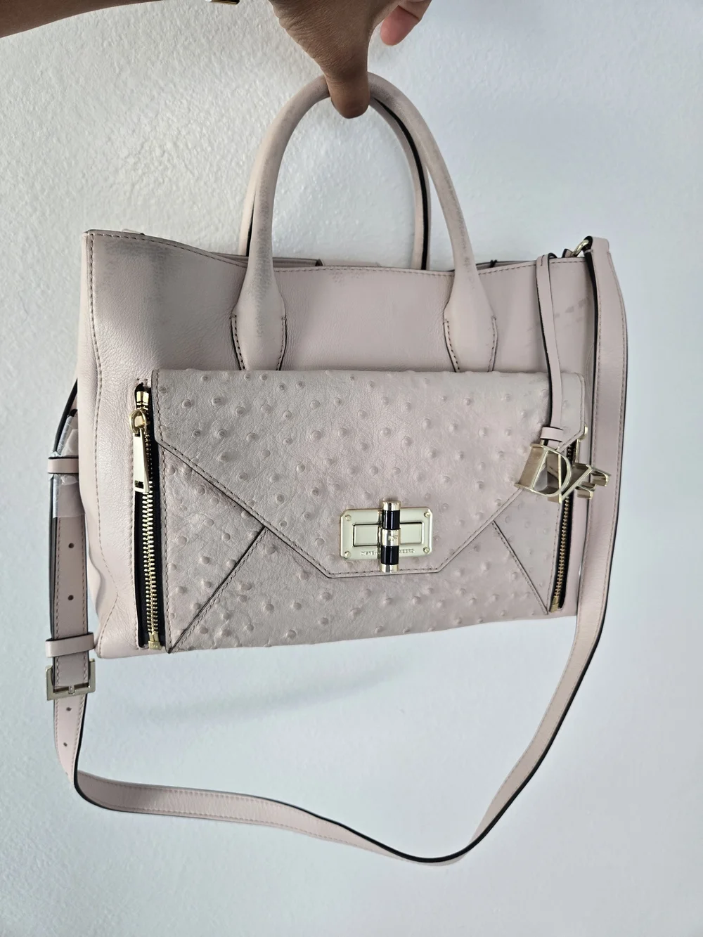 DIANE VON FURSTENBERG Secret Agent Structured Pale Pink Leather Bag